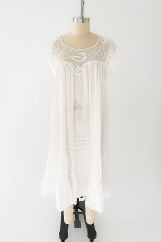 Crochet Duck Pintuck Cotton Sundress