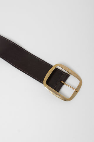Oversized Buckle Brown Wide Leather Belt