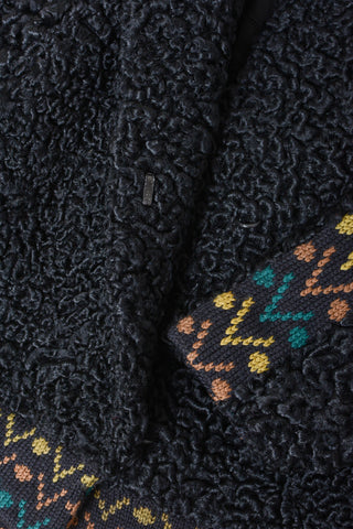 Rare Curly Wool Knit Trim Coat