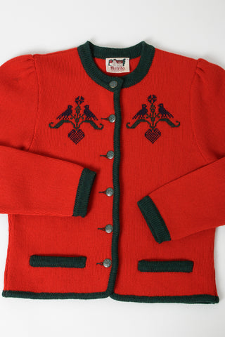 Scarlett Lovebird German Folk Art Wool Cardigan