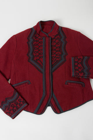 Oxblood Guatemalan Folk Art Wool Jacket