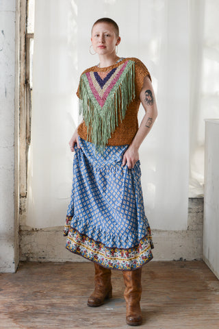 Colorful Fringe Woven Leather Top