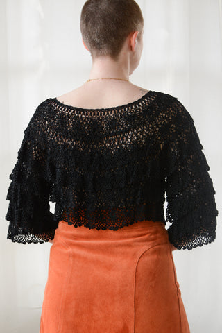 Sassy Tiered Crochet Lace Crop Top
