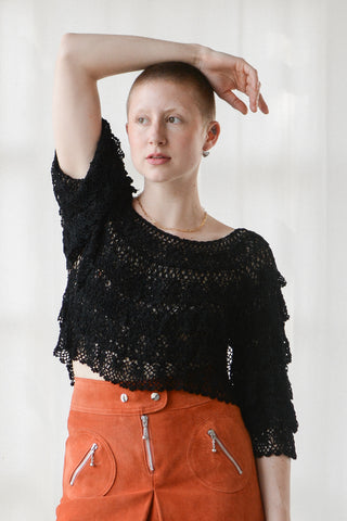 Sassy Tiered Crochet Lace Crop Top