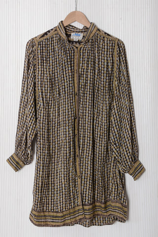 Adini Olive Gauzy Indian Cotton Dress