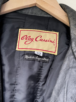 Oleg Cassini Distressed Fringe Moto Jacket