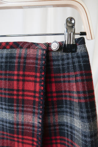 Tartan Plaid Wool Wrap Skirt ~ 27W
