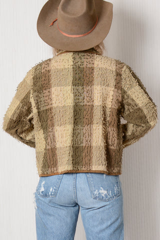 Fringe Madras Plaid Cotton Jacket