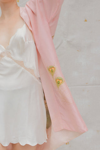 FAB Giant Peacock Pink Silk Kimono