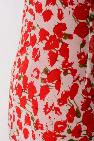 Sue Wong Silk Rosette Ruffle Bias Dress