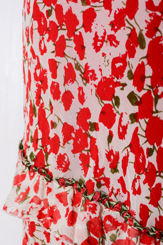 Sue Wong Silk Rosette Ruffle Bias Dress