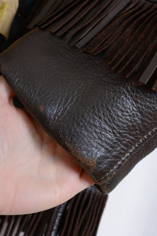 Dark Chocolate Deerskin Fringe Leather Jacket