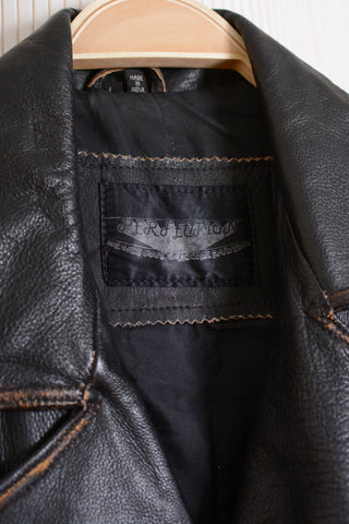 Distressed Leather Crop Moto Jacket