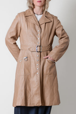 Rad Tan Belted Leather Jacket