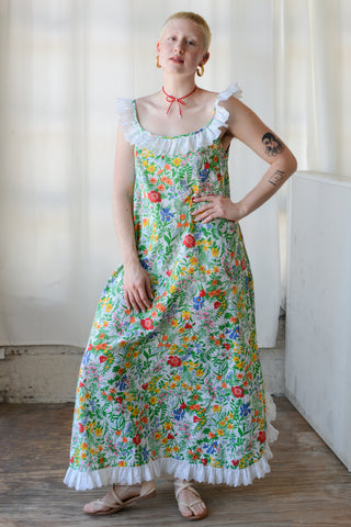 Darling 70s Eyelet Ruffle Floral Maxi