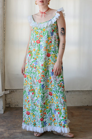 Darling 70s Eyelet Ruffle Floral Maxi
