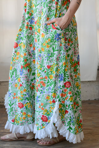 Darling 70s Eyelet Ruffle Floral Maxi