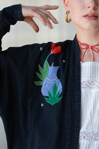 Lady in Garden 3D Patch Denim Jacket