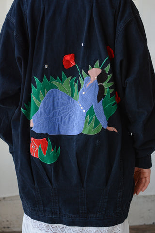 Lady in Garden 3D Patch Denim Jacket