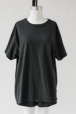 Tristan Cotton Tee in Faded Black