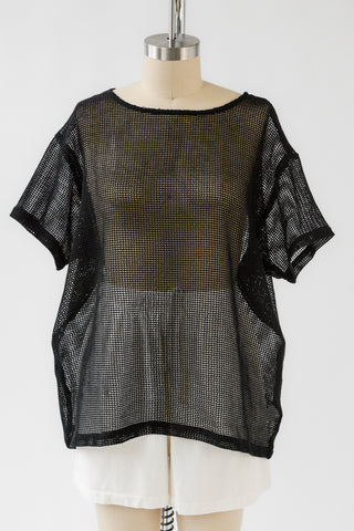 Tristan Netted Cotton Tee in Onyx