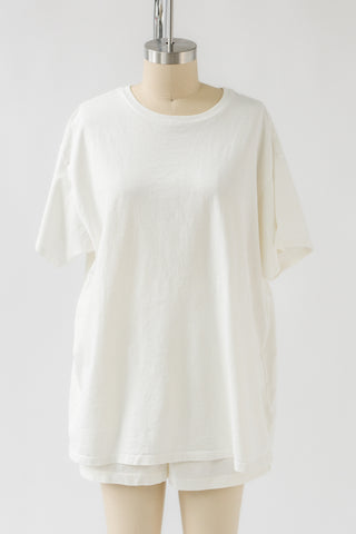 Tristan Cotton Tee in Alabaster