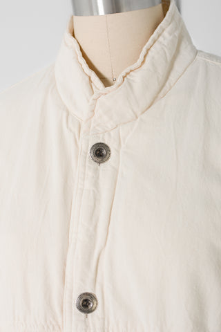 Cream Cotton Long Puffer Coat