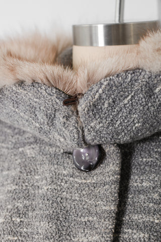 Ash Boucle Swing Coat w Fox Fur Collar