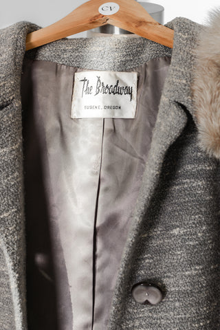 Ash Boucle Swing Coat w Fox Fur Collar