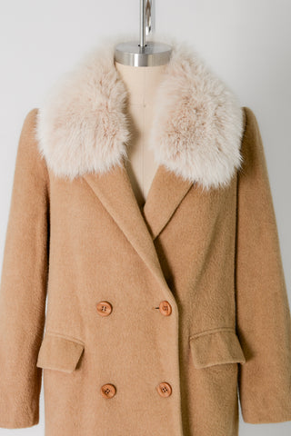Cashmere Long Coat w Removable Fur Collar