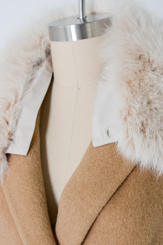 Cashmere Long Coat w Removable Fur Collar