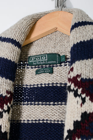 RL Chunky SW Stripe Wool Cardigan