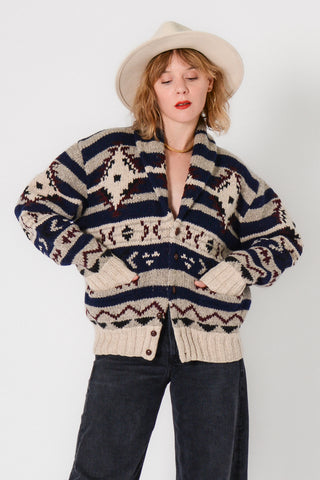 RL Chunky SW Stripe Wool Cardigan