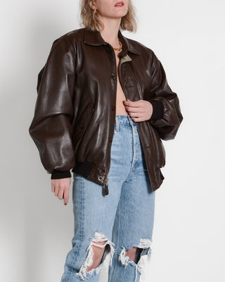 Façonnable Chocolate Leather Liner Bomber