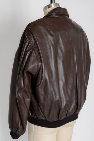Façonnable Chocolate Leather Liner Bomber