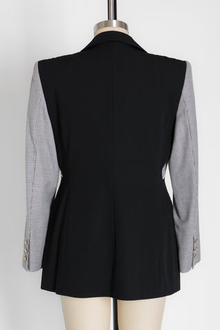 Escada Colorblock Gingham Wool Blazer