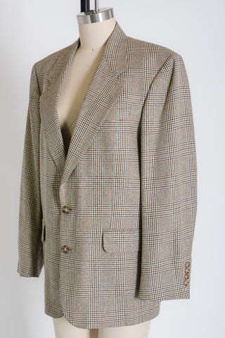 Oscar de la Renta Wool Plaid Blazer