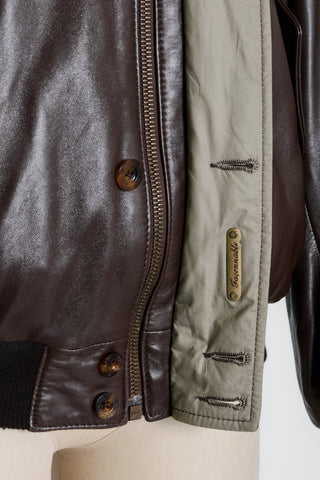 Façonnable Chocolate Leather Liner Bomber