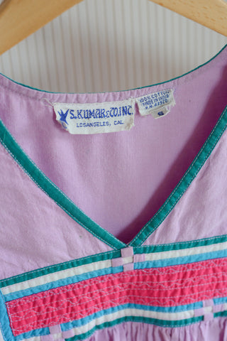 Lavender Cotton Patchwork Tiered Dress