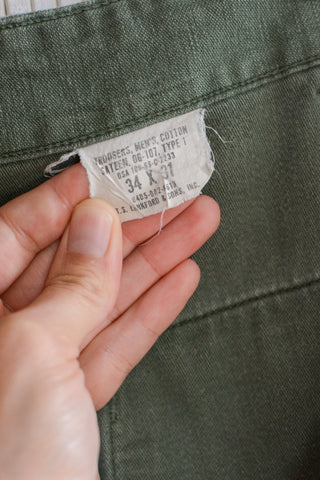 OG-107 Olive Military Cotton Pants ~ 33W