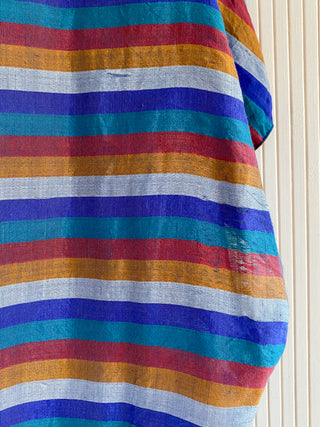 Royal Silk Stripe Top Skirt Silk Set
