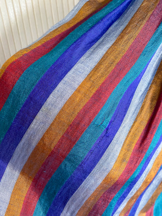 Royal Silk Stripe Top Skirt Silk Set