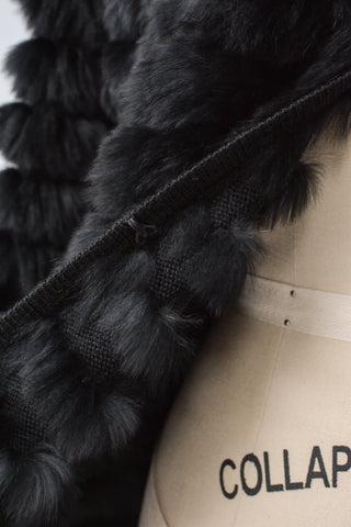 Black Rabbit Fur Tiered Knit Sweater