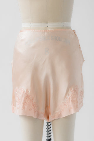 Peach Embroidered Bias 30s Tap Shorts