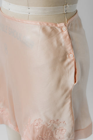 Peach Embroidered Bias 30s Tap Shorts