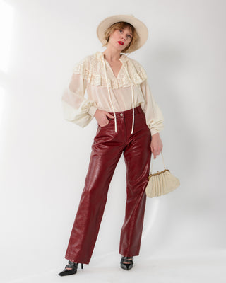 Badass Oxblood Leather Pants ~ 30-31W