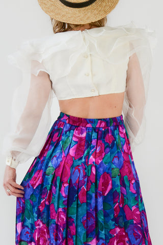 Sheer Ruffle Collar Ultra Crop Top