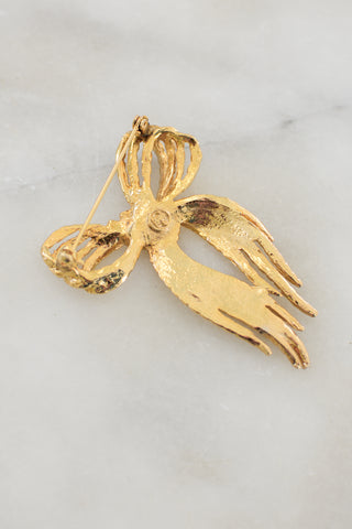 Gold Ribbon Bow Brooch