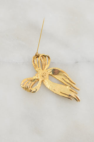 Gold Ribbon Bow Brooch