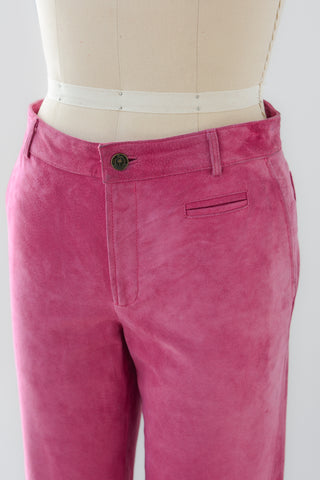 Hot Pink Suede Mid Rise Pants ~ 31W